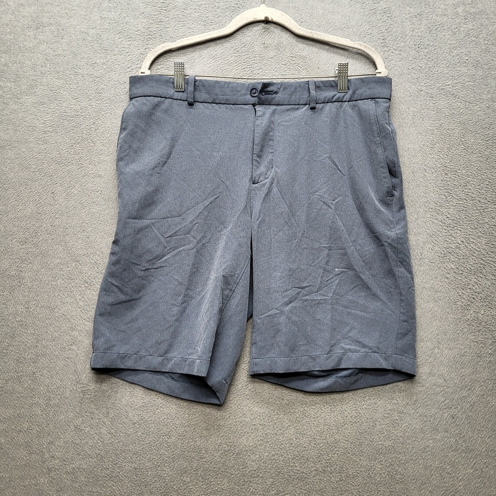 Nike Men Shorts 34 Gray Swoosh Embroidery Dri-Fit Logo 9" Inseam READ